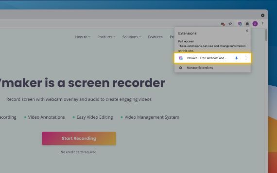 Se recomienda tener el complemento Vmaker incorporado a tu navegador para facilitar el acceso