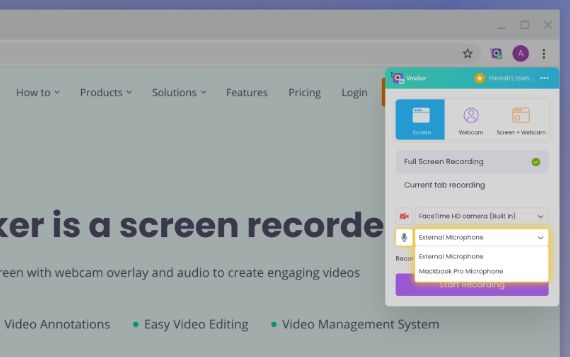 Select the microphone of your choice