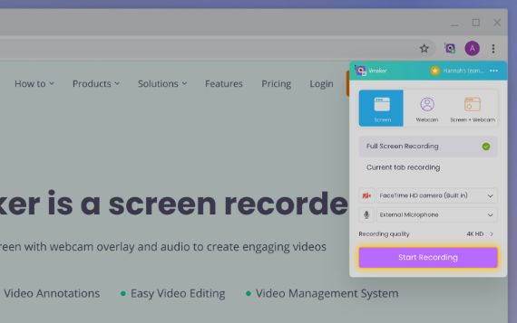 Click the “Start Recording” button