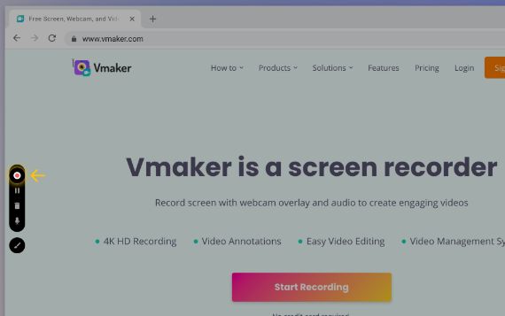 To stop recording click on the red icon or the dock button