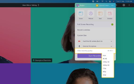 Set the resolution of your recording for better clarity