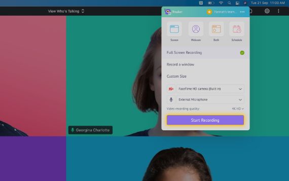 Click the “Start Recording” button or press the hotkey ⌘^1 to start your recording
