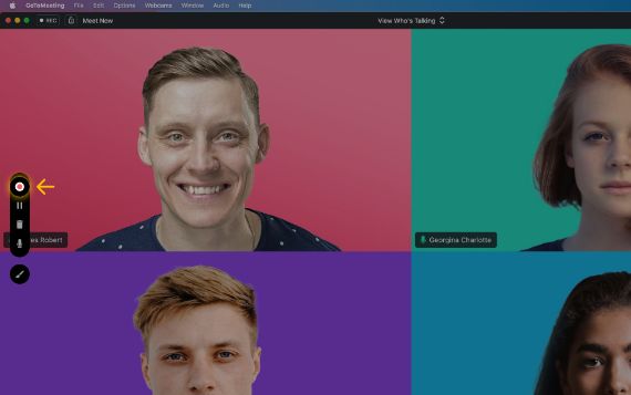 To stop recording, click on the red icon or the dock button