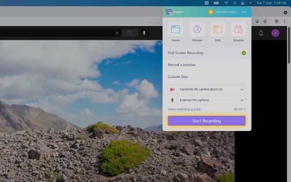 Click on “Start Recording”