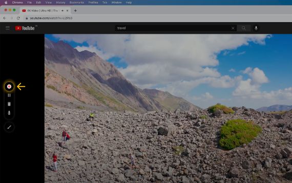 To stop recording click on the red icon or the dock button