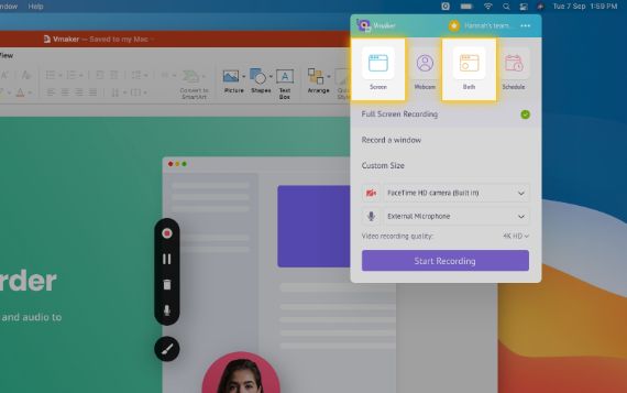 Start Vmaker on your system and choose the recording mode