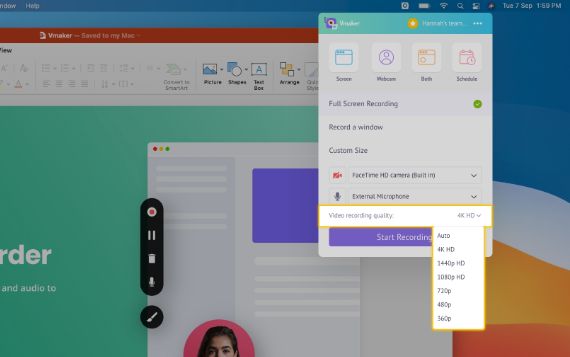 Set the resolution of your recording for better clarity