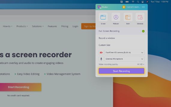 Haga clic en “Iniciar grabación”
