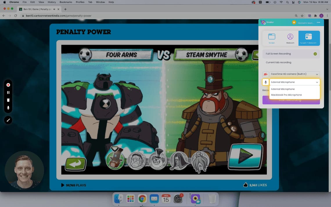 Select the audio source of your choice