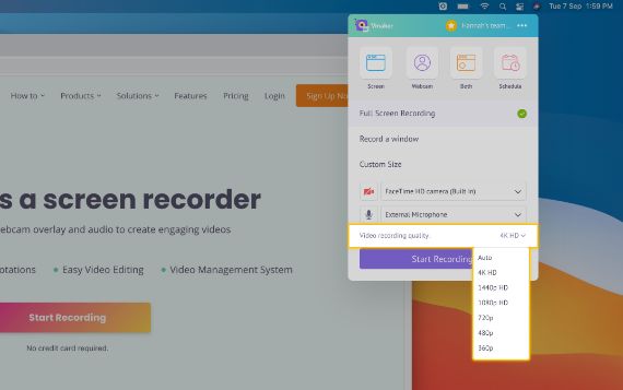 Grabador de pantalla para Mac