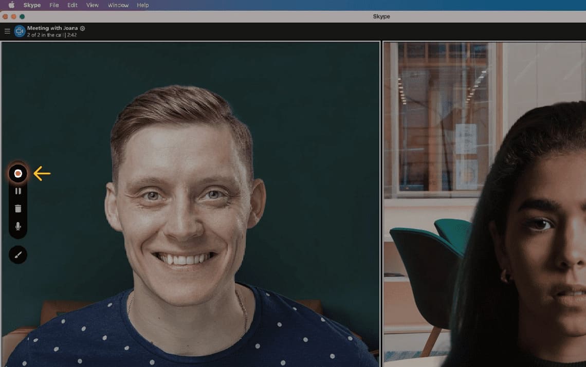 To stop recording, click on the red icon or the dock button