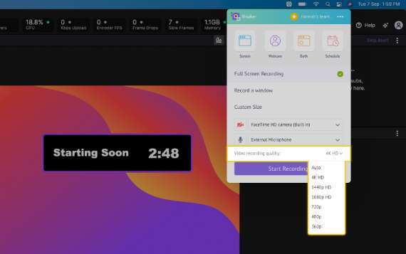 Set your recording resolution