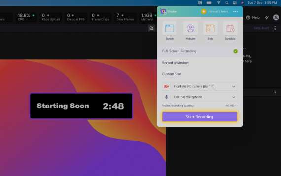 Click on “Start Recording”