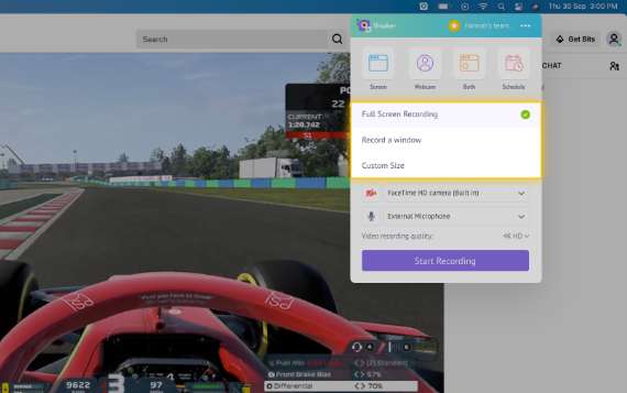 Set the recording area