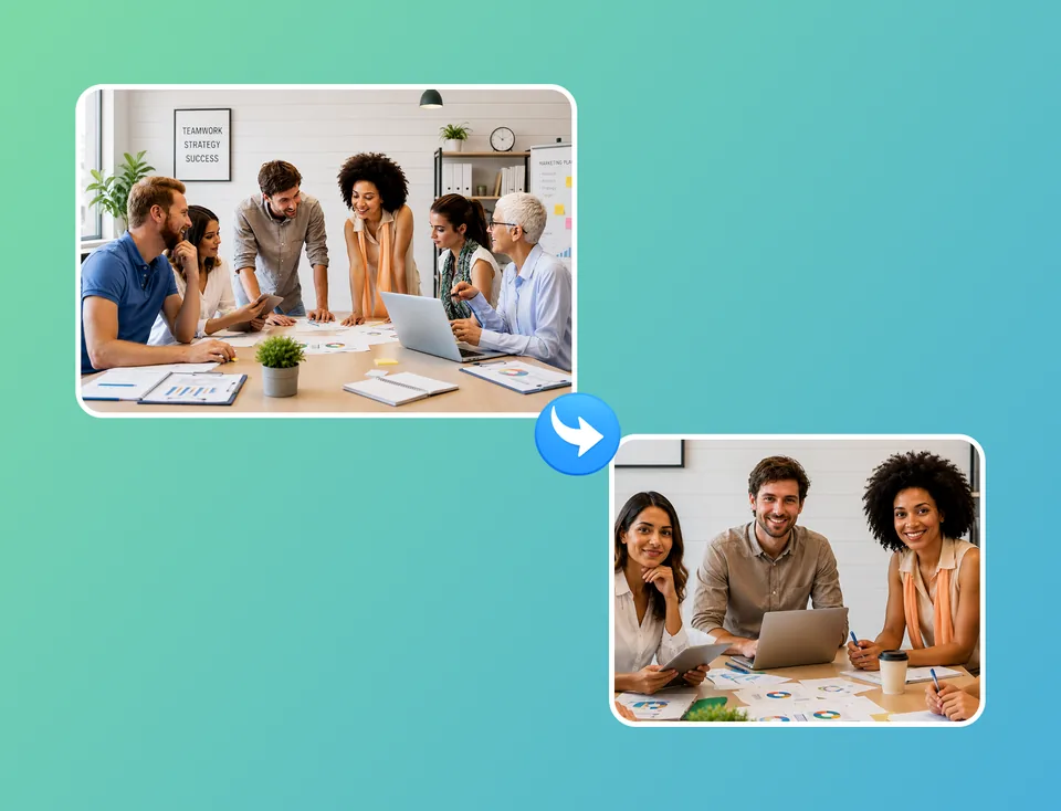 Team Marketing che usa il creatore di clip YouTube di Vmaker AI