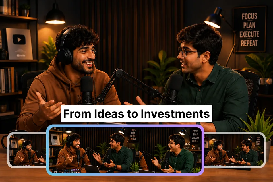 Podcaster che usa il creatore di clip YouTube di Vmaker AI