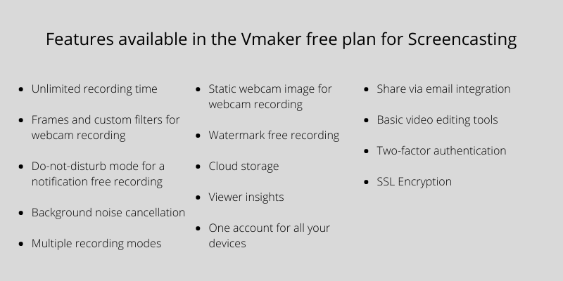 Vmaker best free screencasting tool features