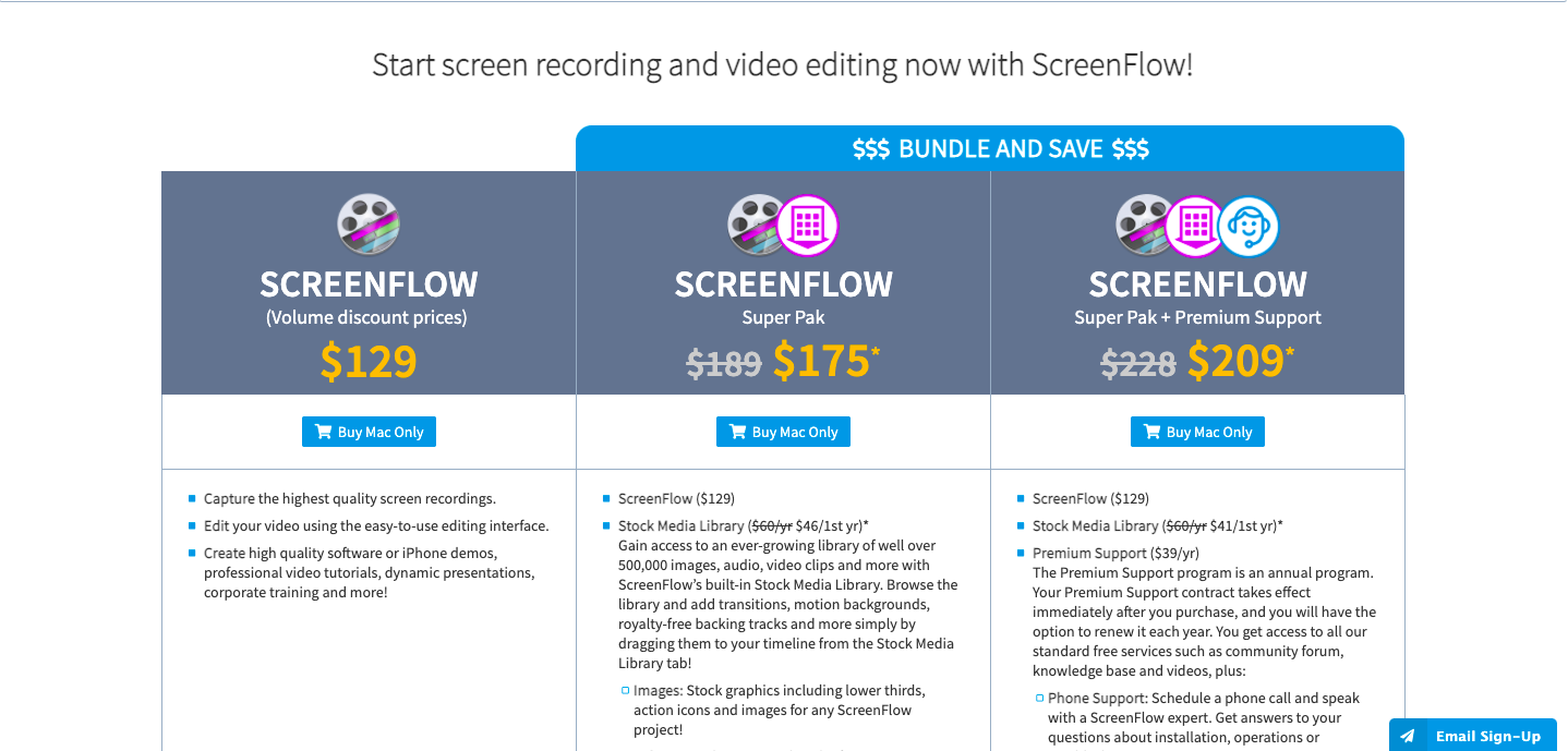 Loom screencast software pricing page