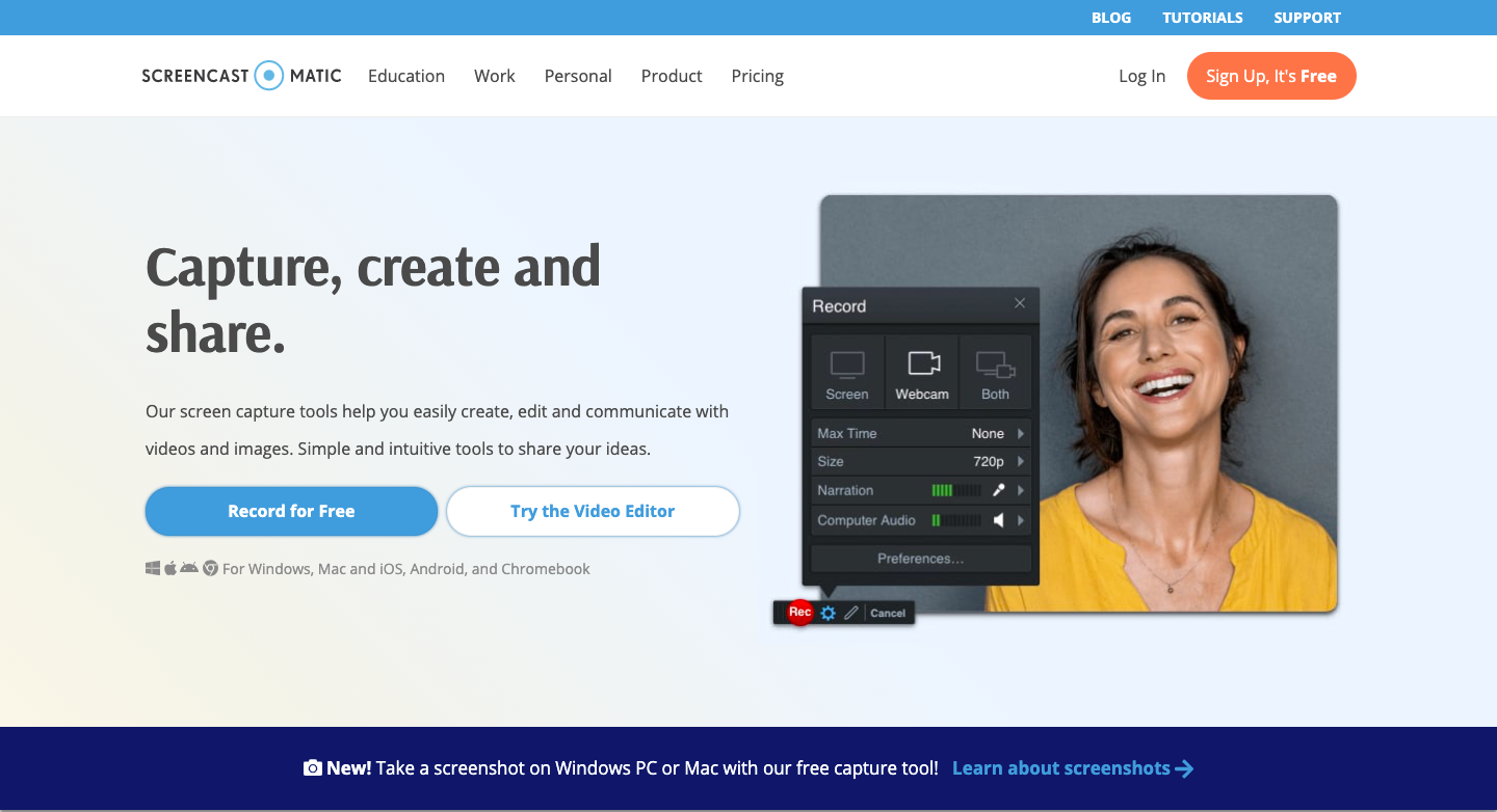 Screencastomatic watermark free screen recorders