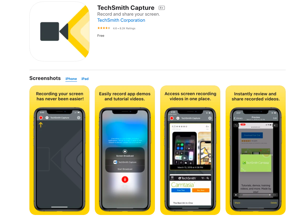 TechSmith screen recorder for iphone