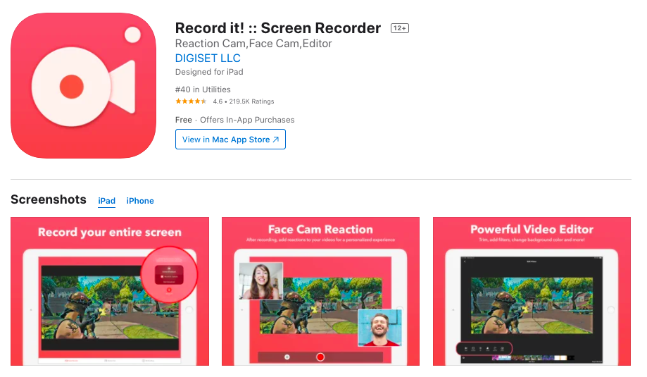 Record it screen recorder for Iphone