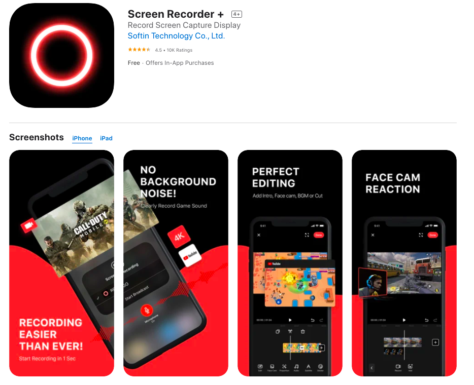 Screen Recorder+ screen recorder for iPhone