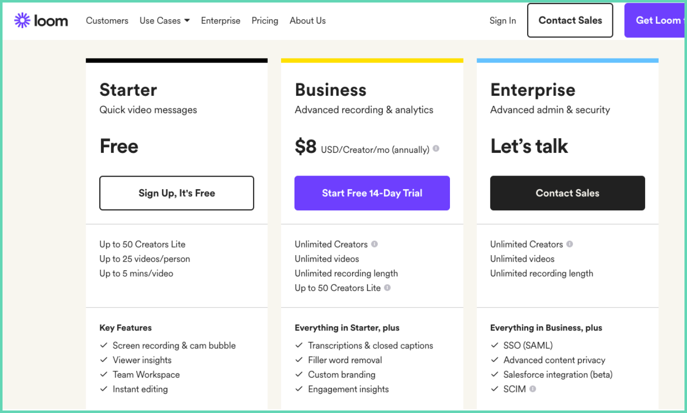 Loom video tutorial maker pricing