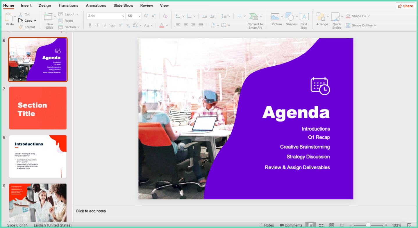 Keep the content in the presentation as short as possible