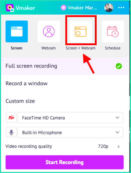 Record both — Screen and Webcam for creating a good product video