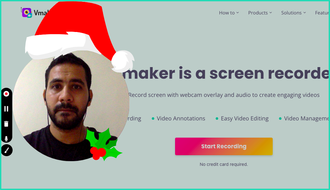 Add frames to webcam in your training video using vmaker training video maker