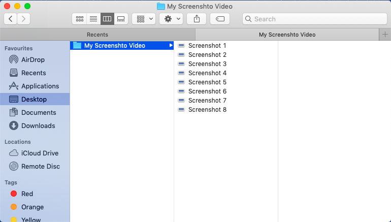 Screenshots in a folder