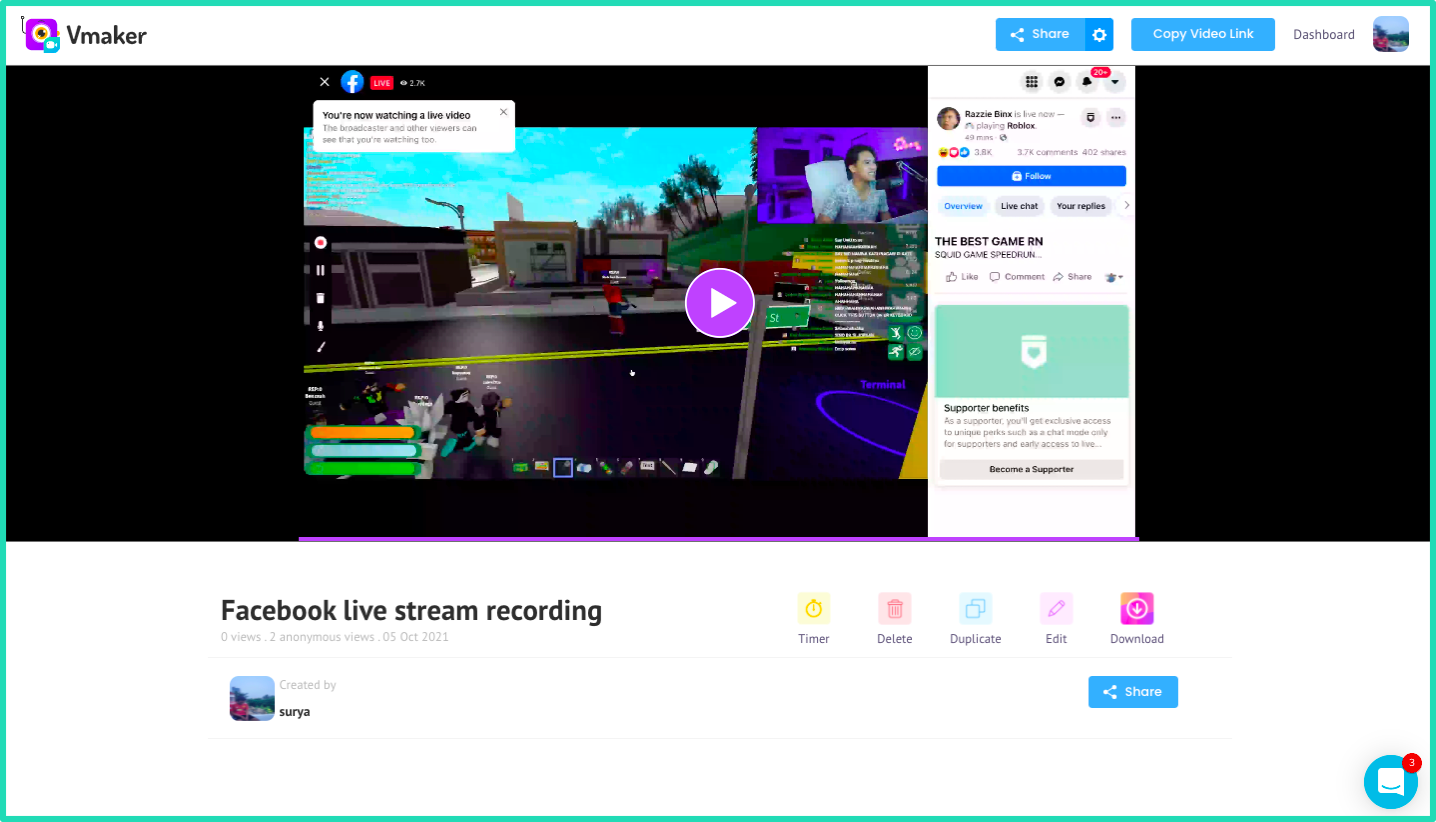 How to Record Facebook Live ~ Step five: Edit, Download, and Share your live stream recording