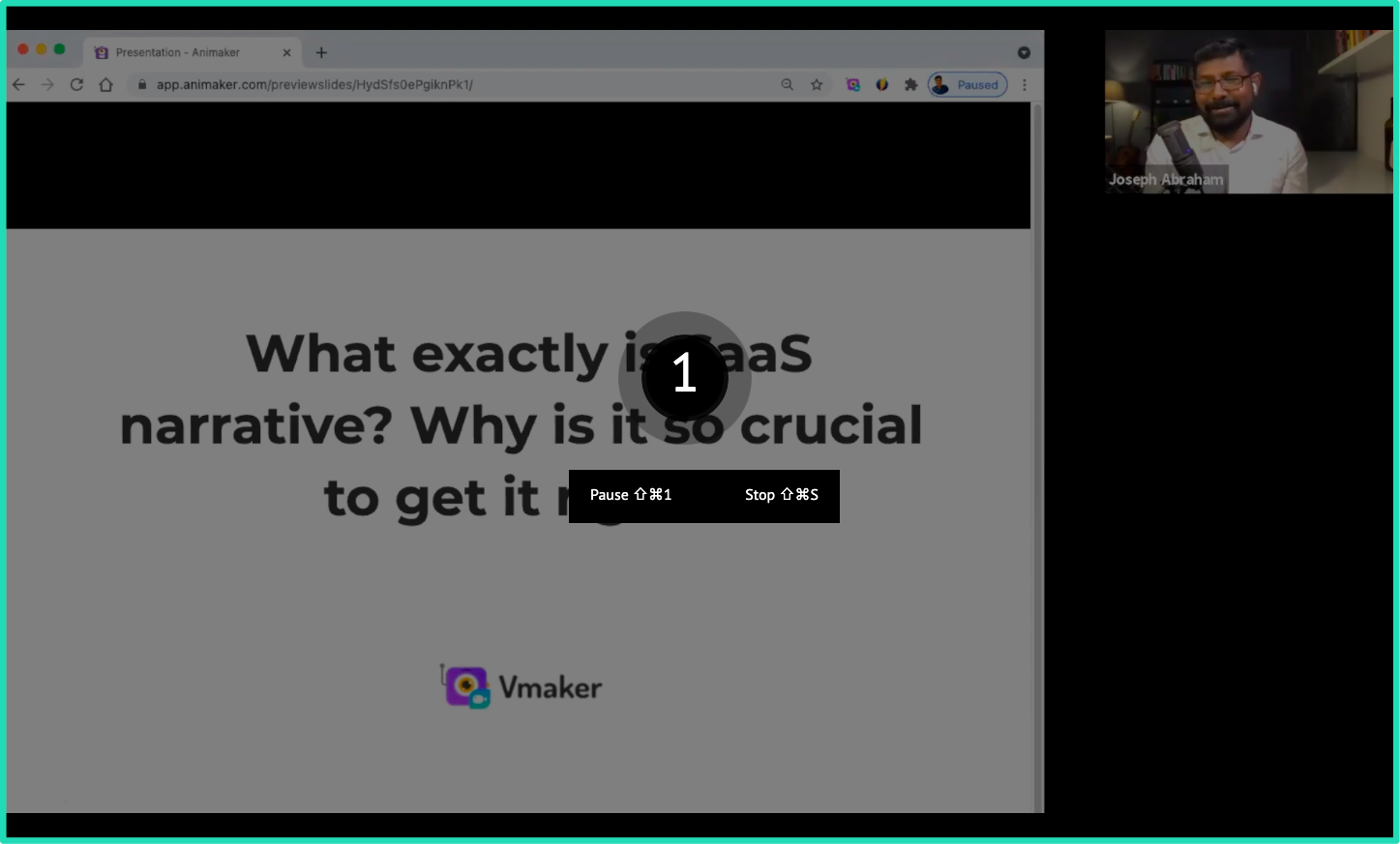 How to record webinars: A screenshot of timer