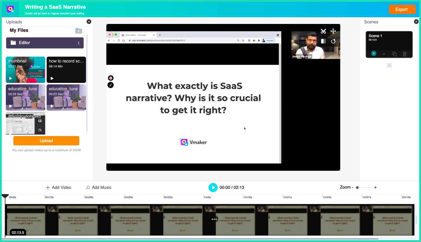 Edit your webinar recording using Vmaker
