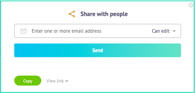 A screenshot showing how you can enter your email address or copy the video link to share it with others