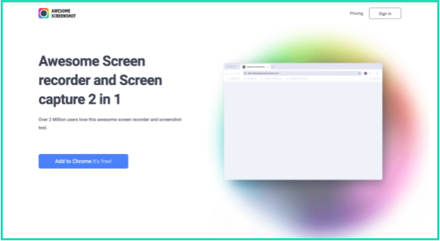 A screenshot of Awesome screen reocrder and screen capture tool