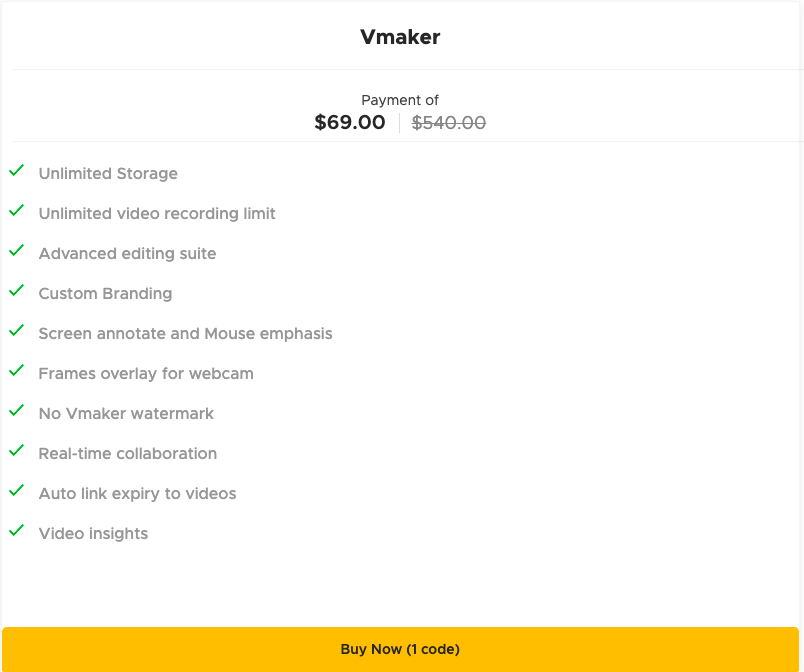 Screenshot of Vmaker Black Friday deal in 2021