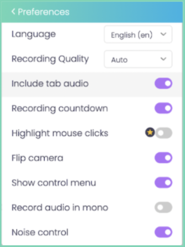 What is a screencast preferences page