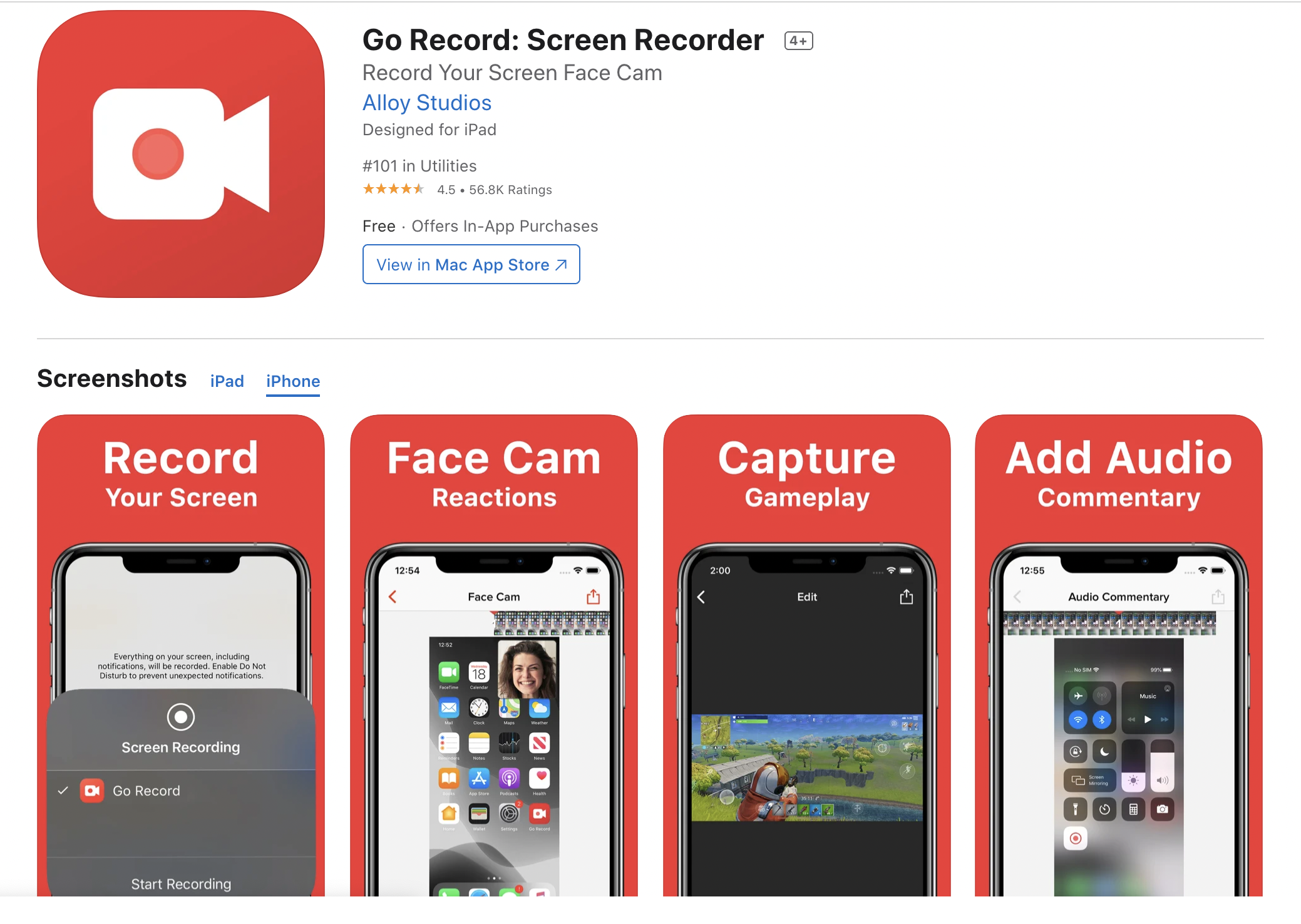 IOS screen recorder Go record