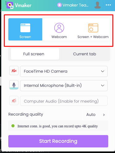 type of screen recording