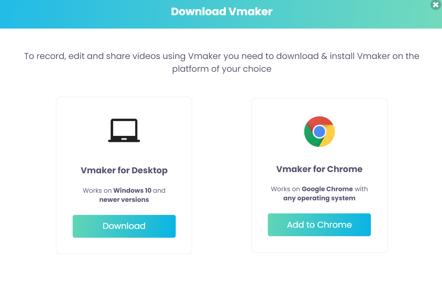 sign up for Vmaker windows