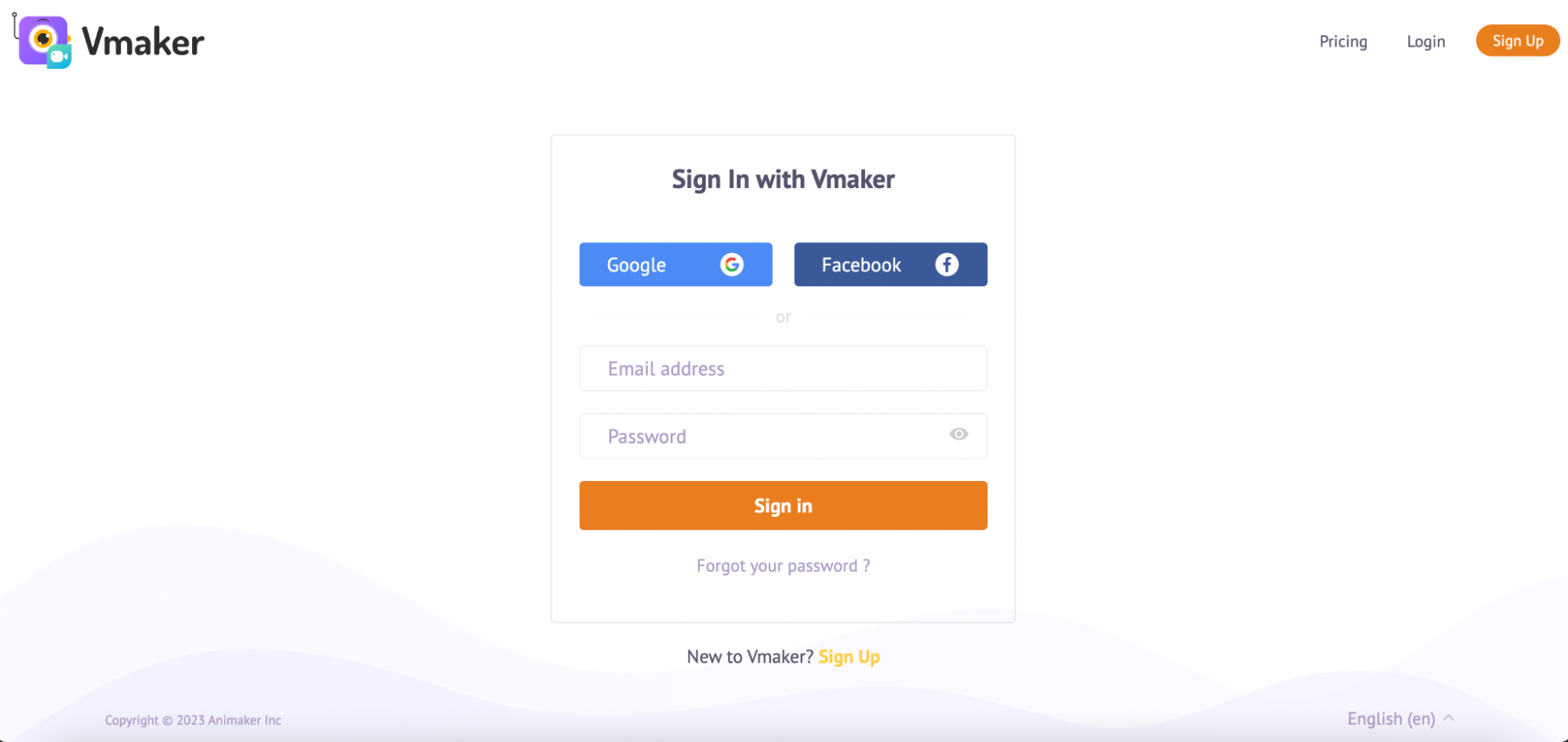 sign up for Vmaker