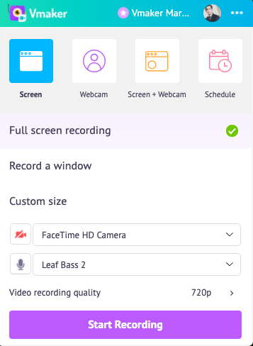 screen and webcam recording