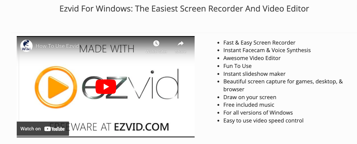 Ezvid Screen Recorders for Windows 11