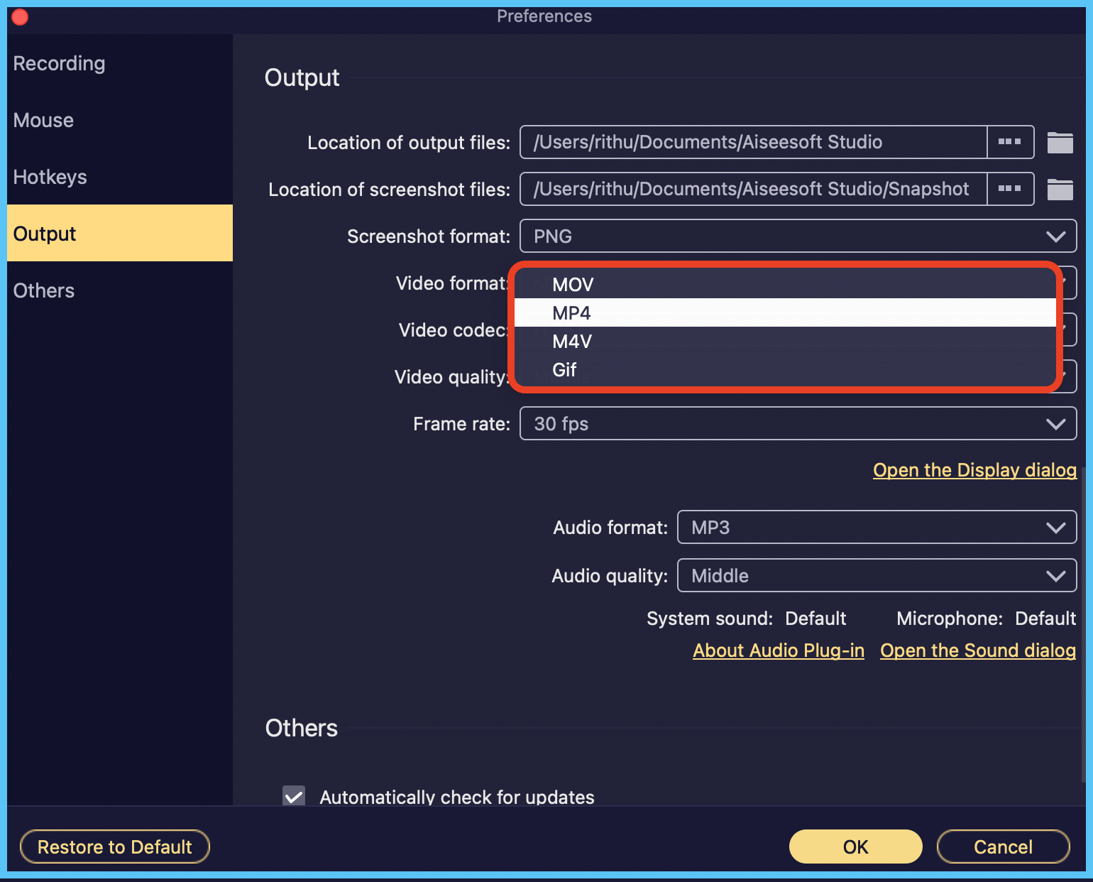 output file formats