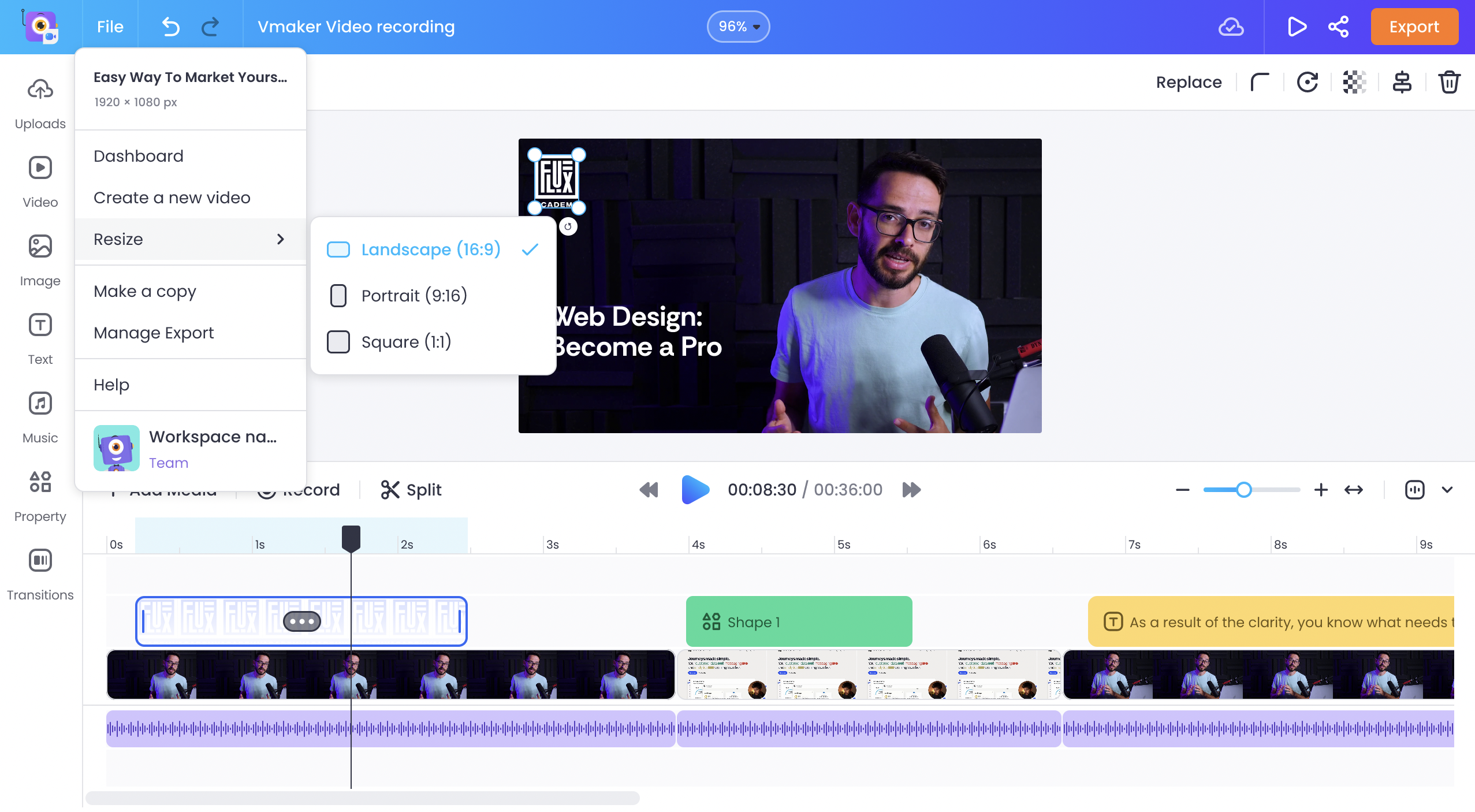 Video editor for product video creation 
