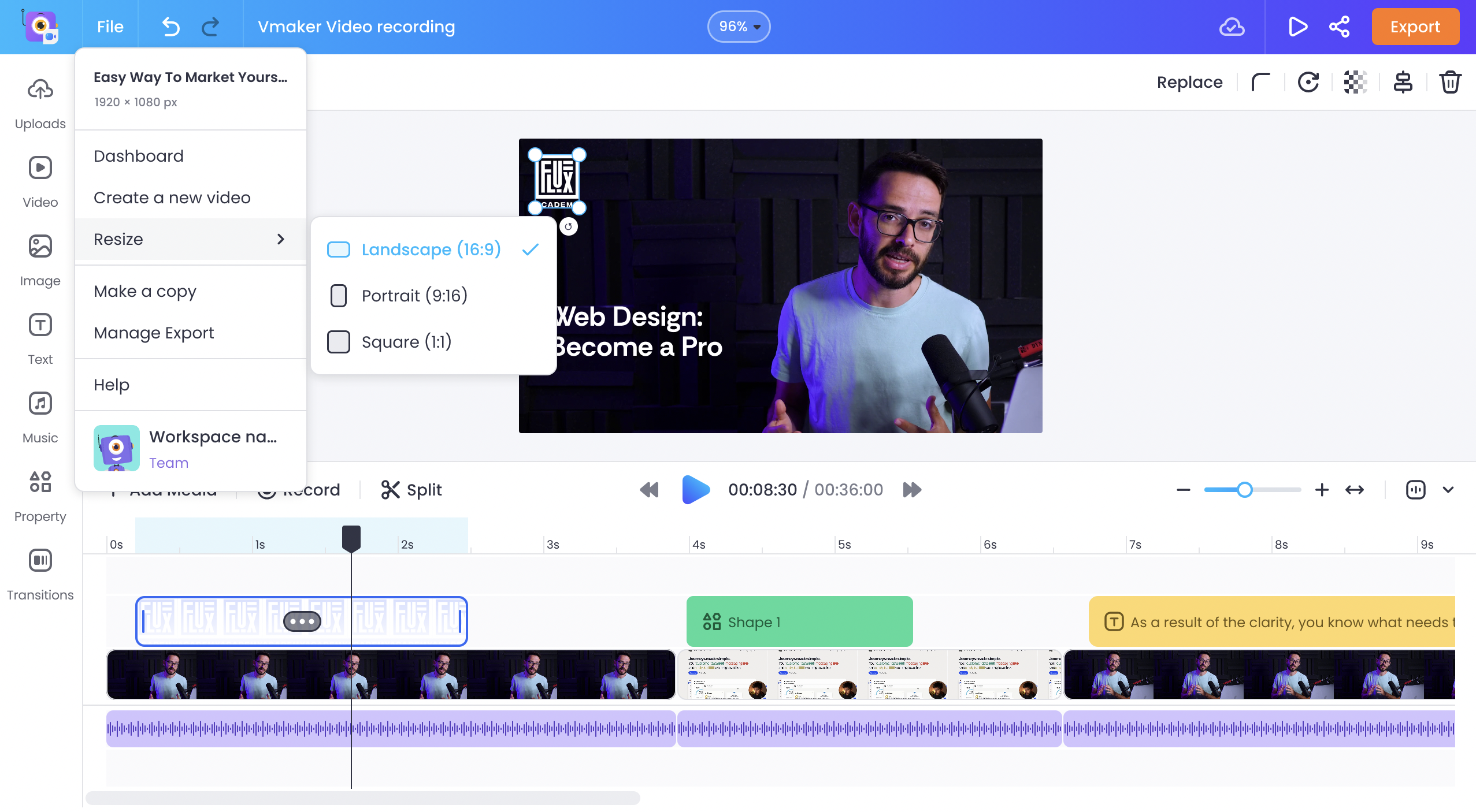 Edit your webinar recording using Vmaker AI