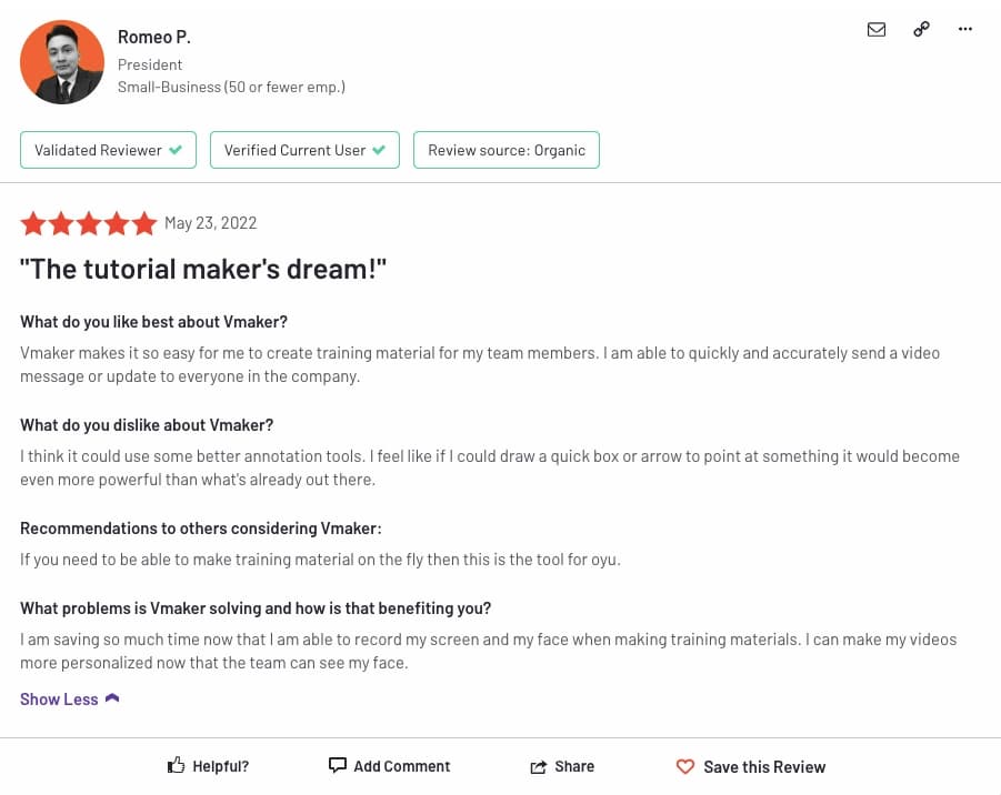 Customer review