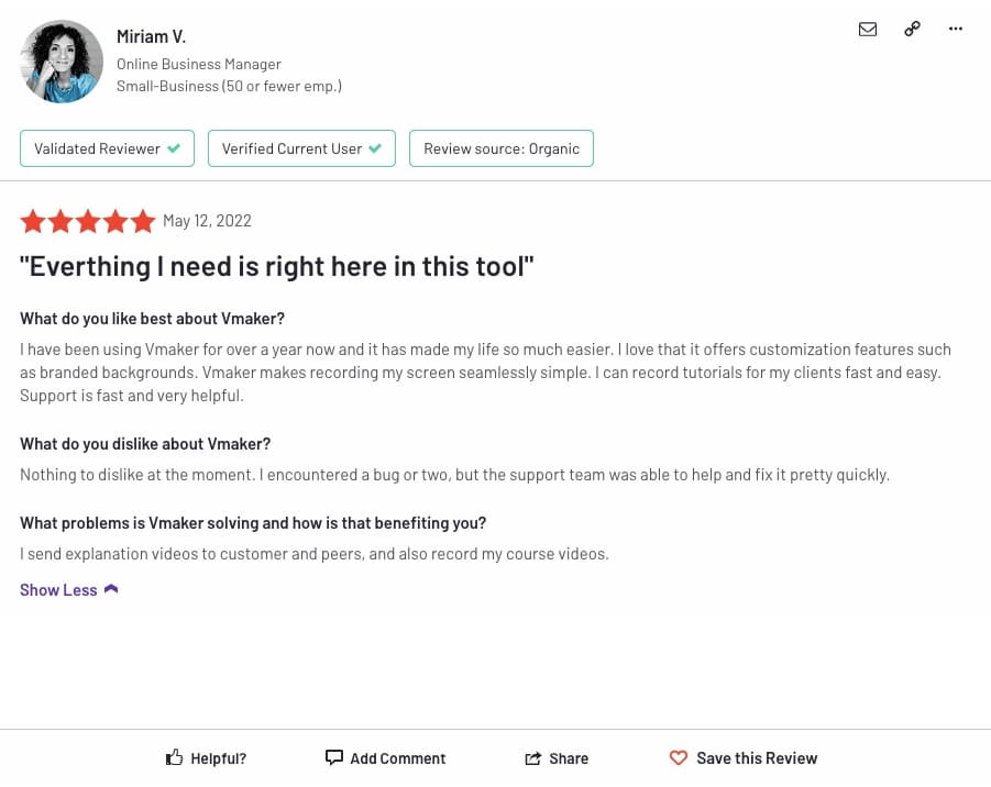 Customer review